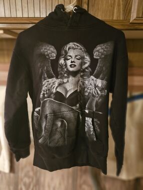 Marilyn Monroe Black Graphic Hoodie Angel Print